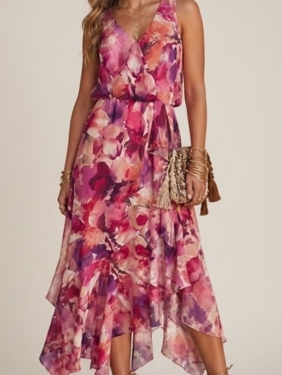 Xscape Dresses & Skirts - Xscape Floral Print Chiffon Midi Dress